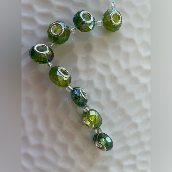 Mixed Green Multi Faceted Glass Bead Rondelles for Jewelry Craft Making - Picture 6 of 7